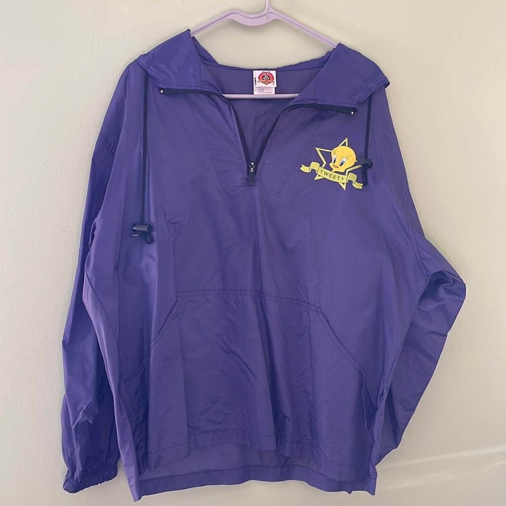 Vintage Tweety Bird Windbreaker by Warner Bros. Purple Size M
